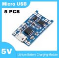 5 Piece TP4056 Lithium Battery Charging Module - (Micro USB 5V 1A) - Lithium Battery Charger Module with Dual Protection.