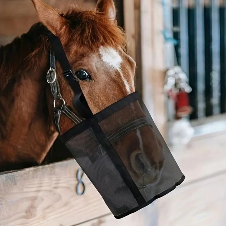 Duty Mesh Feed Bag for Horses Heavy and Mules Mesh Feeder for Horses Mesh Horse Feed Bag Durable Canvas Grain Feedbag