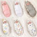 Baby Blanket Hat Set Cartoon Printed Cotton Newborn Swaddle Adjustable Infant Sleeping Swaddle Wraps All Seasons 0-6 Months. 
