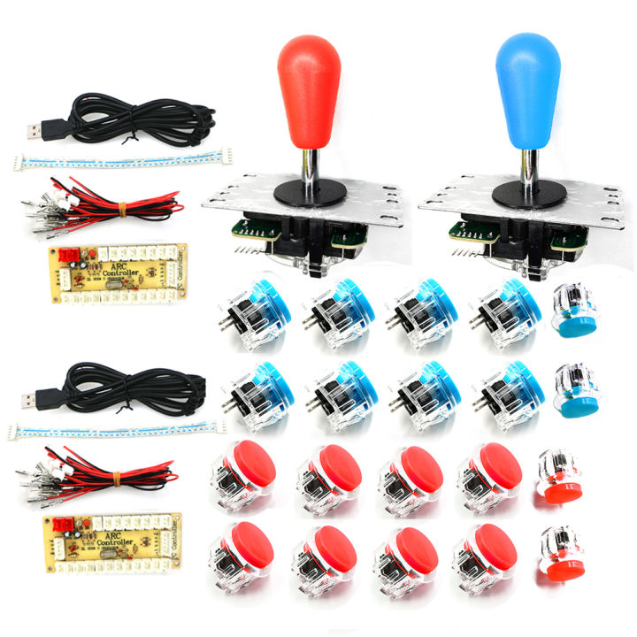 2 PlayersArcade Game Diy Set Joystick Kit Clear Push Button Zero Delay ...