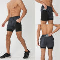Men's Running Shorts Quick-drying Fitness Black Double Layer Shorts Men New Sport Workout Training Bodybuilding Short Pants.
