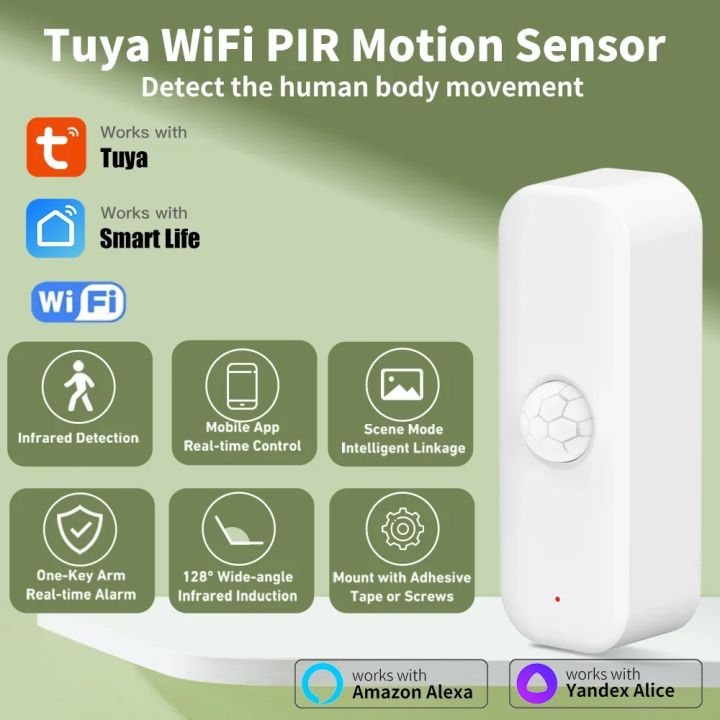 Tuya Wifi Motion Sensor Pir Smart Human Body Home Burglar Sensor App Remote Control Smart Life