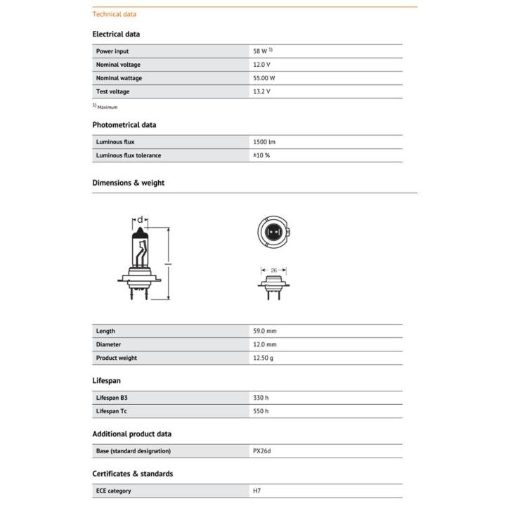 OSRAM%202pcs%20CLASSIC%20H7%2012V%2055W%20PX26d%20Car%20Halogen%20Head%20Light%20Standard%20Auto%20Bulbs%203200K%20Original%20Lamps%20OEM%20Quality%2064210,%20Pair%20-%20Image%202