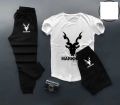 Againtr Summer Printed Tracksuit For Men & Boys - Soft & Comfortable Fabric T Shirt & Trouser Printed Tracksuit black. 