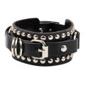 Black Leather Wristband Bracelet Cuff Goth Gothic Punk Bracelets Women Men Spikes Rivet Stud Bangle Cosplay Rock Unisex Jewelry.