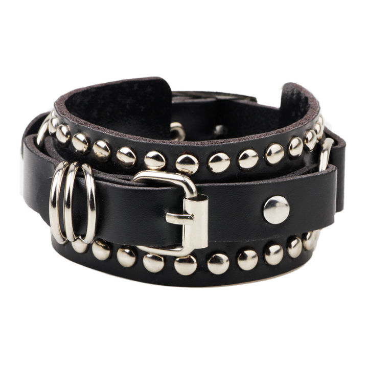 Black%20Leather%20Wristband%20Bracelet%20Cuff%20Goth%20Gothic%20Punk%20Bracelets%20Women%20Men%20Spikes%20Rivet%20Stud%20Bangle%20Cosplay%20Rock%20Unisex%20Jewelry%20-%20Image%204