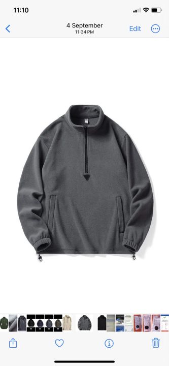 Winter Front Zipper And Front Pocket Design Polar Sweatshirt For Men And Women
