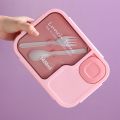 Bento Lunch Box For Kids Girls Cartoon Students Kawaii Cute Heated 3 Grid Sandwich Snack Food Box Special Canteen Food Storage. 