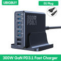 Ubigbuy 300W USB C Fast Charger Multi Port GaN 140W PD 3.1 Charging Station PPS 100W 45W for MacBook Pro M2 iPhone 15 14 Galaxy. 