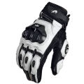 Driving Black White Motorcycle Gloves Genuine Leather Racing Glove Motorbike Sheepskin Cowhide Racing Goat Knight Touch Screen.
