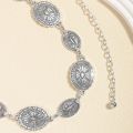 Retro style women's metal waist chain accessories Decorative circle carved chain belt high style accessories.