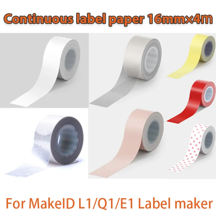 16mm×4m Continuous label paper for MakeID E1/L/Q1 Refills Standard ...