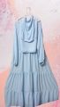 georgette unique sky blue frilled abaya with hijab niqab set. 