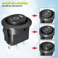 DaierTek 5PCS Round KCD1 Rocker Switch 12V 3 Pin 3 Position ON Off ON 10A/125V DC SPDT Circle Toggle Switch with Wires for Auto. 