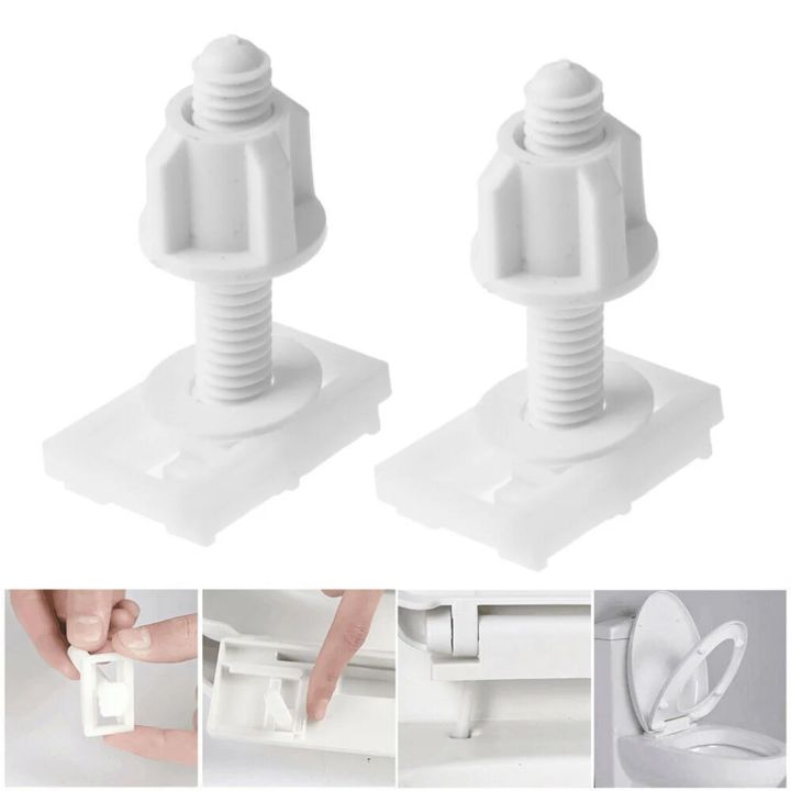 Plastic Toilet Seat Hinge Repair Bolts + Fitting Screws +Washers Kit Accessories Universal Household Replacement