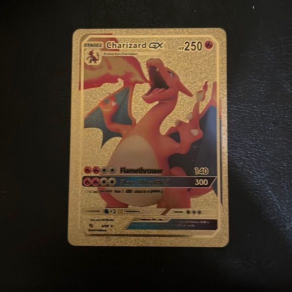Toys | Gold Foil Pokemon Card Charizard Gx 25hp |