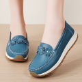 Women's casual flat shoes, 100 genuine leather shoes, lightweight spring and summer loafers, walking mom shoes. 
