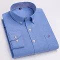Plus Size S~7XL  Men's Social Shirts Long Sleeve Pure Cotton Oxford Thin Soft Buttoned Plaid Oversized Shirt Formal Male Clothes. 