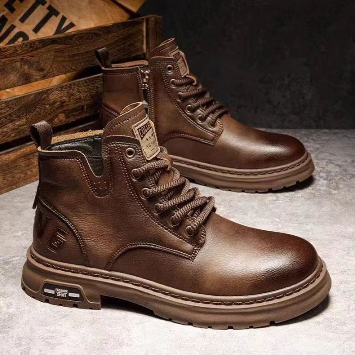 Autumn winner new retro comfortable high top shoes fashionable versatile casual warm short boots Elegant minimalist men shoes