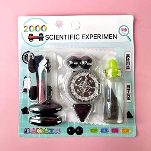 8 PCS Science Experiment Magnets KIT for Education Science Experiment Tools with Magnet Powder Including Oval Ball/Ball/Star.