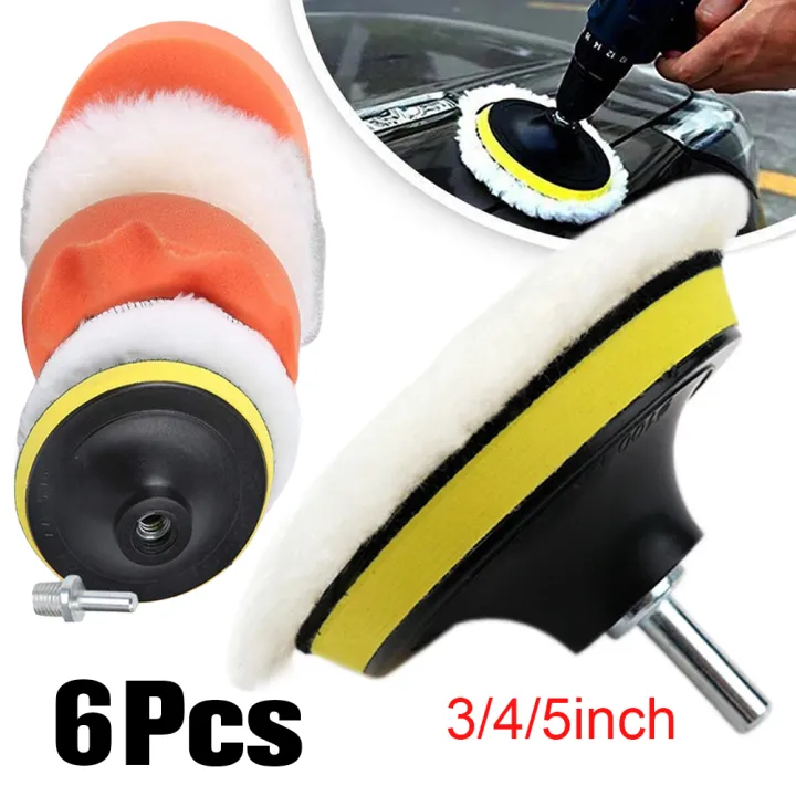 3/4/5 Inch Drill Car Polisher Wool Polishing Machine Wax Pads Car Buffing Pads Sponge Foam Kit for Auto Polishing Sanding Waxing