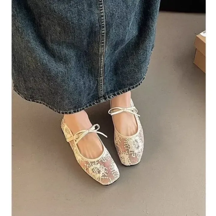 Women's%20Ballet%20Flats%20Floral%20Mesh%20Mary%20Janes%20Romantic%20Bowknot%20Wedding%20Shoes%20Elegant%20Square%20Toe%20Summer%20Flats%20for%20Ladies%20-%20Image%202