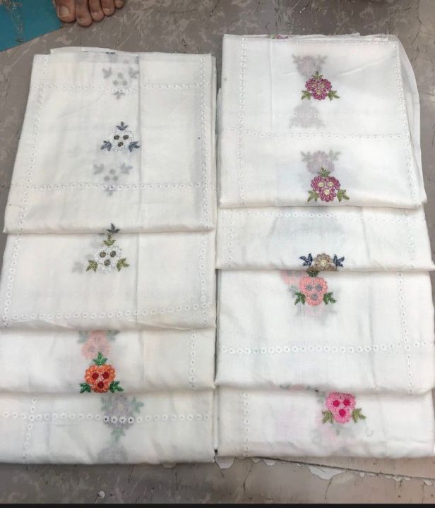 Pure Lawn White Dupatta With Multi Embroidery For Girl's/Women's