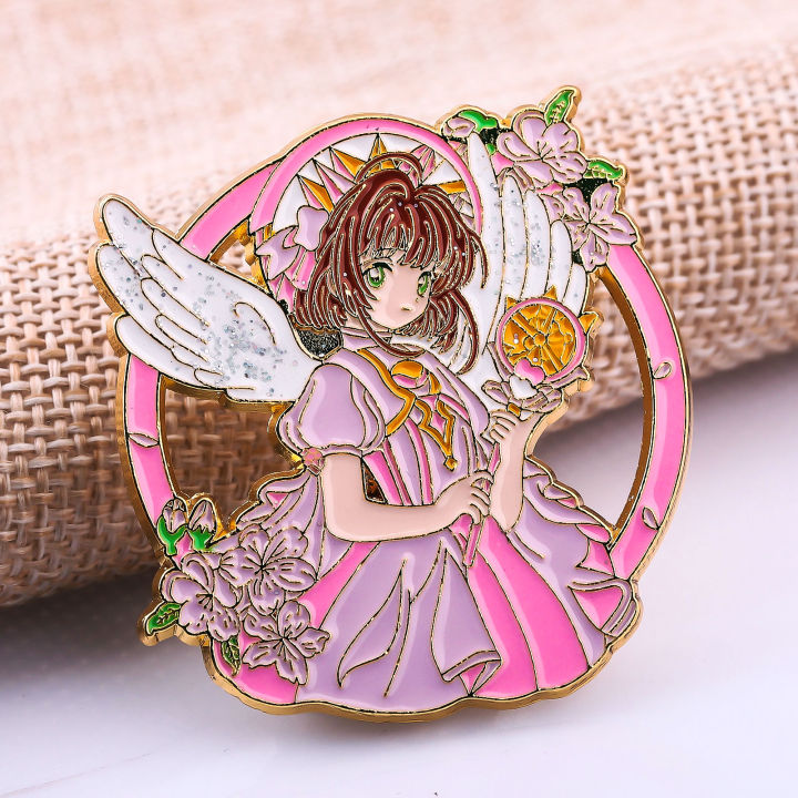 Anime Card Captor Cartoon Cute KINOMOTO SAKURA Enamel Pins for Women Men Lapel Badge Girls Cosplay Props Brooch Jewelry Gifts