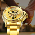 WINNER Fashion Skeleton Watch for Women Elegant Luxury Brand Automatic Mechanical Ladies Watches Gold Stainless Steel Strap 2023. 