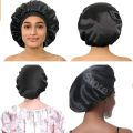 New Women's Satin Solid Wide-brimmed Sleeping Hat Unisex Head Wrap Elastic Band Cap Hair Care Bonnet Night Hat bonnet de nuit.
