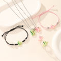 6-Piece Set Glowing Heart Dinosaur Couple Necklace Bracelet Ring Set Cute Luminous Crown Accessories for Valentine's Day . 