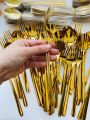 Gold SUS304 Steel Korea Spoon Fork Chopsticks set Luxury Product ကိုရီးယားရွှေဇွန်းခရင်းတူ. 