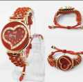 Bracelet Watch Black Heart Shape For Girls. 