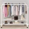 Metal Coat Rack And Clothes Hanger Stand With Side Hooks And Bottom Shelves (Requires Self Assemble) - Clothes Hangers. 