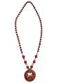 Saru Handicraft / Long Crystal Jewel On Red / Pendant Mala For Female On Red. 