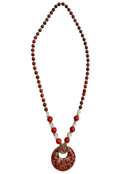 Saru%20Handicraft%20/%20Long%20Crystal%20Jewel%20On%20Red%20/%20Pendant%20Mala%20For%20Female%20On%20Red%20-%20Image%202