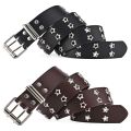 New Star Eye Rivet Belt Goth Style Double Pin Buckle Man/woman Fashion Casual Punk Style Pu Leather Waistband for Jeans Y2K Belt. 