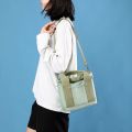 Xierya Women Small Bag with Zipper Fashion Lady Single Shoulder Portable Thickened Canvas Mobile Phone Bucket Tote Bag. 