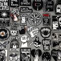 Black and White Embroidery Patches for Clothing Punk Skull Applications Iron on Patches Sewing Clothes Stickers. 