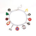 Marvel Avengers Movie Bracelet Captain America Shield Thor Hammer Iron Man Deadpool Metal Enamel Pendant for Men Women. 