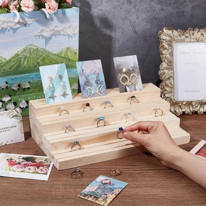 1pc%204-Tier%20Wood%20Jewelry%20Display%20Stand%20Wooden%20Earring%20Organizer%20Holder%20with%20Grooves%20Jewelry%20Showcase%20Rack%20for%20Rings%20Earring%20-%20Image%203