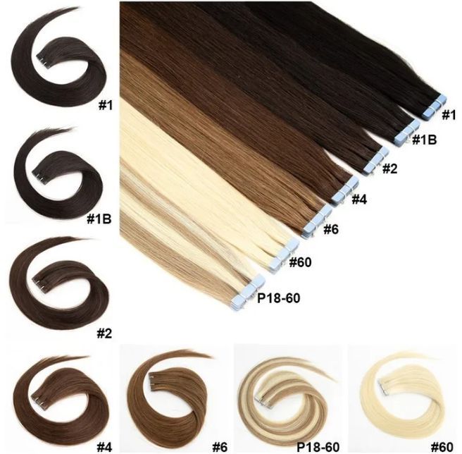 HAIR Invisible Tape in Extensions Human Hair Injection Tape in Hair Extensions #60 PU Weft Tape On 10pcs/pack For Side Hair