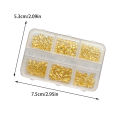 6 Grids Metallic Gold Silver Nail Art Rhinestones Decor Manicure Charms Flatback Starburst Pentagrams Jewel Nail Accessories. 