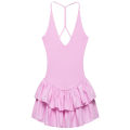 Women's Dresses 2025 Halter Pink Mini Dresses Chic v Neck Layer Ruffles Hem Dress A Line Vestido Summer Ladies Street Party Wear. 