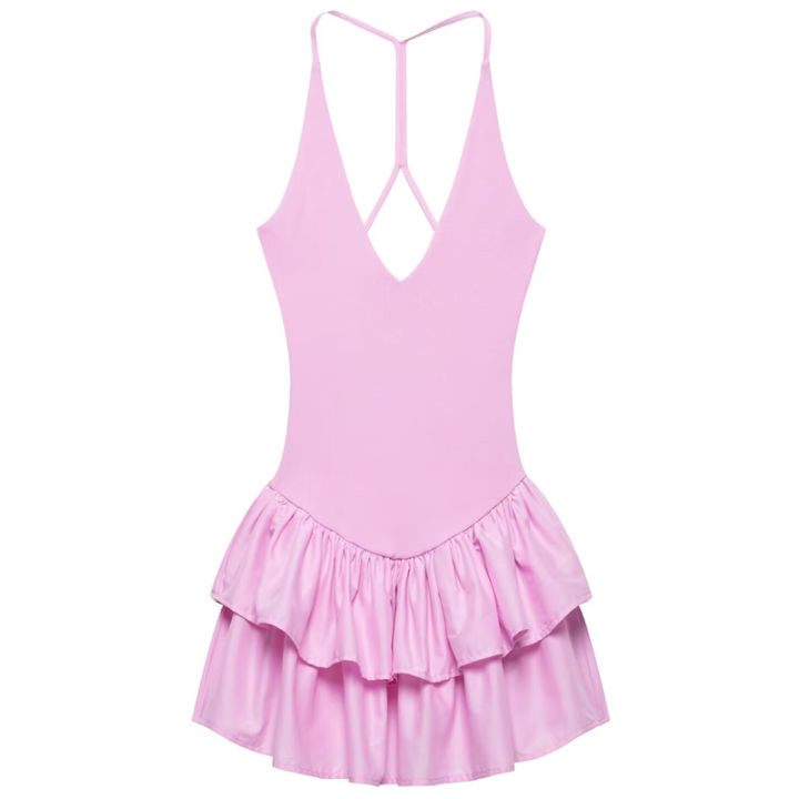 Women's%20Dresses%202025%20Halter%20Pink%20Mini%20Dresses%20Chic%20v%20Neck%20Layer%20Ruffles%20Hem%20Dress%20A%20Line%20Vestido%20Summer%20Ladies%20Street%20Party%20Wear%20-%20Image%208