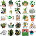 50 PCS Cat and Plant Stickers for Water Bottles,Cute Vinyl Waterproof Laptop Skateboard Stickers Aesthetic Computer Hydroflask. 