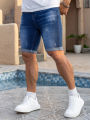 Men Denim Jeans Pants Clothing Trousers Shorts Men's Dark Wash Rolled Cuff Casual Denim Shorts.