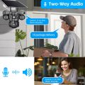 V380 Pro 3 three Lens Waterproof 4G Sim Solar system Battery Backup 9MP Full HD IP Camera. 360 Degree Wide Angle Auto Tracking Color Night Vision Two Way Audio PTZ IP Camera. 