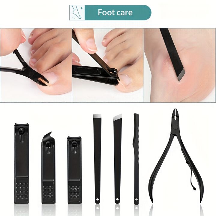 8/12/15/20/24pcs%20black%20Nail%20clipper%20set%20Pedicure%20knife%20Stainless%20steel%20Nail%20beauty%20tool%20Nail%20Care%20Trimmer%20Portable%20travel%20box%20-%20Image%203