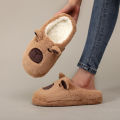 A Pair of Brown Plush Capybara Animal-Patterned Furry Home Slippers with Soft Soles, Comfortable and Warm, Non-Slip Indoor Slippers Suitable for Men and Women, Lightweight, Silent, and Comfortable Shoes, the Perfect Holiday Choice.